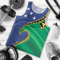 Solomon Islands Independence Day 1978 Personalised Men Tank Top Polynesian Pattern with Flag Style