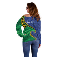 Solomon Islands Independence Day 1978 Personalised Off Shoulder Sweater Polynesian Pattern with Flag Style