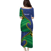 Solomon Islands Independence Day 1978 Personalised Puletasi Polynesian Pattern with Flag Style