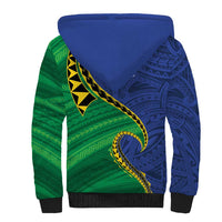 Solomon Islands Independence Day 1978 Personalised Sherpa Hoodie Polynesian Pattern with Flag Style