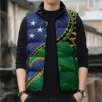 Solomon Islands Independence Day 1978 Personalised Sleeveless Puffer Jacket Polynesian Pattern with Flag Style - Polynesian Pride