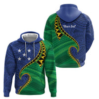 Solomon Islands Independence Day 1978 Personalised Zip Hoodie Polynesian Pattern with Flag Style