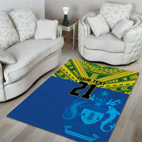 Solomon Islands Rugby Custom Area Rug Simple Coat of arm Polynesian Pattern