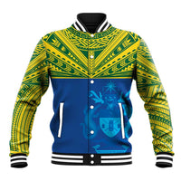 Solomon Islands Rugby Custom Baseball Jacket Simple Coat of arm Polynesian Pattern
