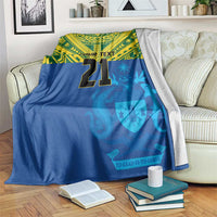 Solomon Islands Rugby Custom Blanket Simple Coat of arm Polynesian Pattern