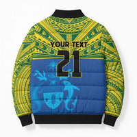 Solomon Islands Rugby Custom Bomber Puffer Jacket Simple Coat of arm Polynesian Pattern - Polynesian Pride