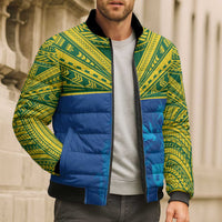 Solomon Islands Rugby Custom Bomber Puffer Jacket Simple Coat of arm Polynesian Pattern - Polynesian Pride