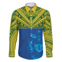 Solomon Islands Rugby Custom Family Matching Summer Maxi Dress and Hawaiian Shirt Simple Coat of arm Polynesian Pattern