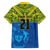 Solomon Islands Rugby Custom Hawaiian Shirt Simple Coat of arm Polynesian Pattern