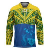 Solomon Islands Rugby Custom Hockey Jersey Simple Coat of arm Polynesian Pattern - Polynesian Pride
