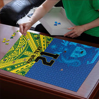Solomon Islands Rugby Custom Puzzle Simple Coat of arm Polynesian Pattern - Polynesian Pride