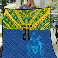 Solomon Islands Rugby Custom Quilt Simple Coat of arm Polynesian Pattern
