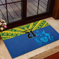 Solomon Islands Rugby Custom Rubber Doormat Simple Coat of arm Polynesian Pattern