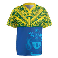 Solomon Islands Rugby Custom Rugby Jersey Simple Coat of arm Polynesian Pattern