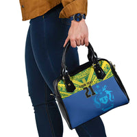 Solomon Islands Rugby Custom Shoulder Handbag Simple Coat of arm Polynesian Pattern