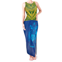 Solomon Islands Rugby Custom Tank Maxi Dress Simple Coat of arm Polynesian Pattern