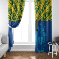 Solomon Islands Rugby Custom Window Curtain Simple Coat of arm Polynesian Pattern