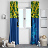 Solomon Islands Rugby Custom Window Curtain Simple Coat of arm Polynesian Pattern