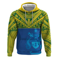 Solomon Islands Rugby Custom Zip Hoodie Simple Coat of arm Polynesian Pattern