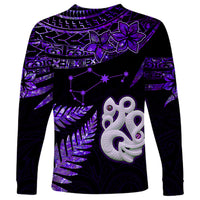 New Zealand Long Sleeve Shirt Matariki NZ Manaia with Paua Shell - Purple LT9 - Polynesian Pride