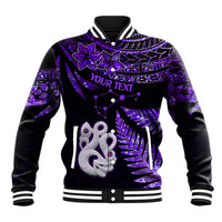 Custom New Zealand Baseball Jacket Matariki NZ Manaia with Paua Shell - Purple LT9 Unisex Purple - Polynesian Pride