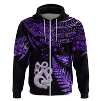 Custom New Zealand Hoodie Matariki NZ Manaia with Paua Shell Purple LT9 Zip Hoodie Purple - Polynesian Pride