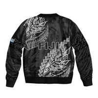 Fiji Rugby Sleeve Zip Bomber Jacket Kaiviti Fijian Tribal World Cup Black LT9 - Polynesian Pride