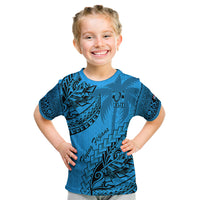 Fiji Rugby Kid T Shirt Kaiviti Fijian Tribal World Cup Blue No1 LT9 Blue - Polynesian Pride