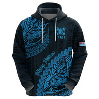Fiji Rugby Hoodie Kaiviti Fijian Tribal World Cup Blue No2 LT9 - Polynesian Pride