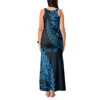 Custom Fiji Rugby Tank Maxi Dress Kaiviti Fijian Tribal World Cup Blue No2 LT9 - Polynesian Pride