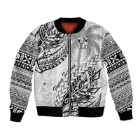 Custom Fiji Rugby Bomber Jacket Kaiviti Fijian Tribal World Cup White LT9 Unisex White - Polynesian Pride