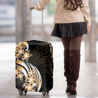 Plumeria Tribal Tattoo Luggage Cover Gold Polynesian Pattern