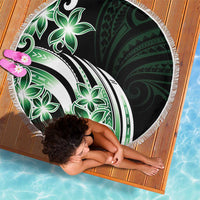 Plumeria Tribal Tattoo Beach Blanket Green Polynesian Pattern