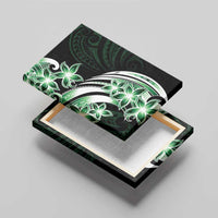 Plumeria Tribal Tattoo Canvas Wall Art Green Polynesian Pattern