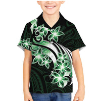 Plumeria Tribal Tattoo Family Matching Mermaid Dress and Hawaiian Shirt Green Polynesian Pattern