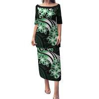 Plumeria Tribal Tattoo Puletasi Green Polynesian Pattern