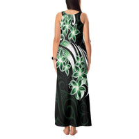 Plumeria Tribal Tattoo Tank Maxi Dress Green Polynesian Pattern
