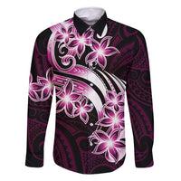 Plumeria Tribal Tattoo Family Matching Tank Maxi Dress and Hawaiian Shirt Pink Polynesian Pattern