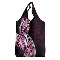 Plumeria Tribal Tattoo Grocery Bag Pink Polynesian Pattern