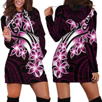 Plumeria Tribal Tattoo Hoodie Dress Pink Polynesian Pattern