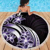 Plumeria Tribal Tattoo Beach Blanket Purple Polynesian Pattern