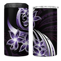 Plumeria Tribal Tattoo 4 in 1 Can Cooler Tumbler Purple Polynesian Pattern