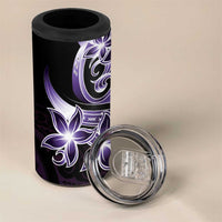 Plumeria Tribal Tattoo 4 in 1 Can Cooler Tumbler Purple Polynesian Pattern
