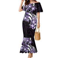 Plumeria Tribal Tattoo Family Matching Mermaid Dress and Hawaiian Shirt Purple Polynesian Pattern