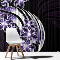 Plumeria Tribal Tattoo Window Curtain Purple Polynesian Pattern