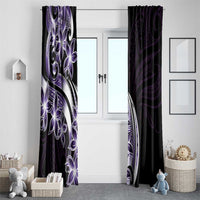Plumeria Tribal Tattoo Window Curtain Purple Polynesian Pattern