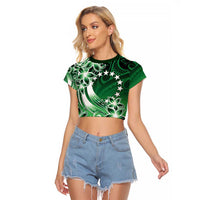 Cook Islands Tattoo Raglan Cropped T Shirt Plumeria Polynesian Pattern
