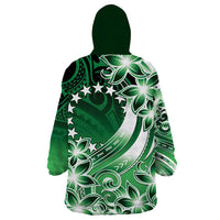 Cook Islands Tattoo Wearable Blanket Hoodie Plumeria Polynesian Pattern