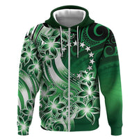 Cook Islands Tattoo Zip Hoodie Plumeria Polynesian Pattern