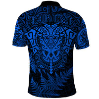 Personalised New Zealand Rugby Polo Shirt Silver Fern All Black Mix Ta Moko Blue Style LT9 - Polynesian Pride